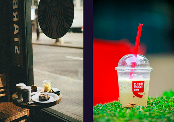 starbucks and cafe coffee day