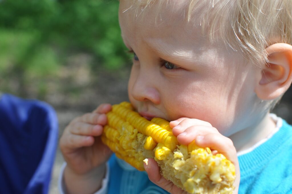 child eating corn 