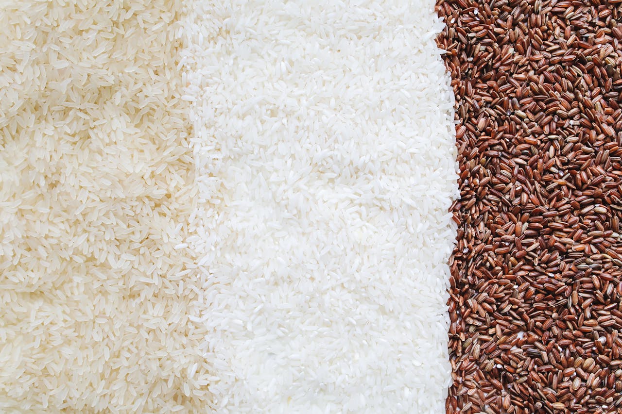 brown rice and white rice